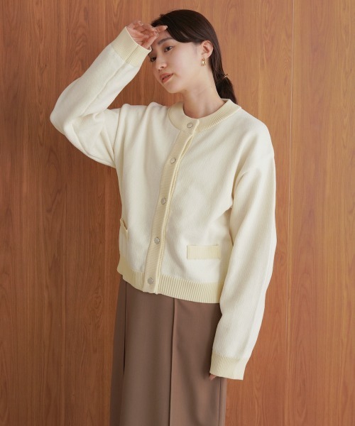 Bab(バブ)の「モールヤーンカーディガン(カーディガン/ボレロ・レディース・アイボリー/グレイッシュベージュ/ブラック・FREE)」の4枚目の写真