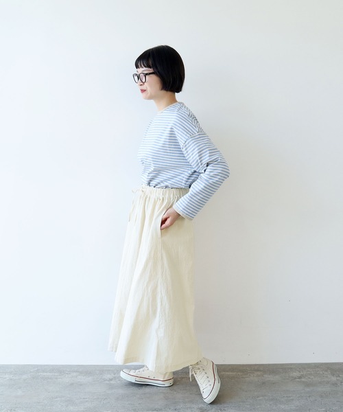 ギャザーストレートスカート(セットアップ対応) （シボコットン  