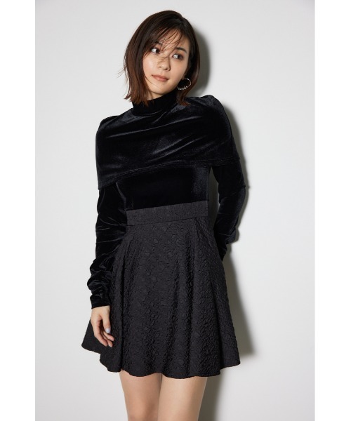 セール】2WAYベロアフレアミニワンピース（スカート）｜rienda