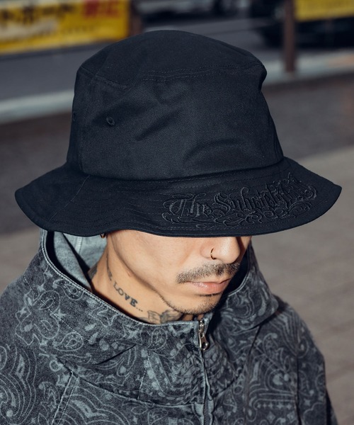 Subciety 刺繍入りバケットハット ブラック フリーサイズ Subciety 刺繍入りバケットハット ブラック フリーサイズ