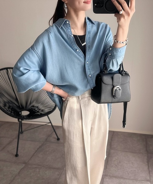 大人デニム】パール釦オーバーデニムシャツ Emma Taylor│STYLEDOOR