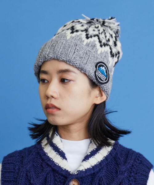 FRAPBOIS(フラボア)の「HCK ジャガードニットキャップ(ニットキャップ/ビーニー・レディース・グレー/アイボリー・FREE)」の2枚目の写真