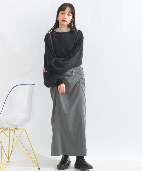 terrace(テラス)の「シャーリングサスペンダースカート(つなぎ/オールインワン・レディース・ベージュ/チャコール/ブラック・MEDIUM)」の8枚目の写真