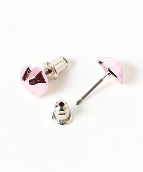 Ray BEAMS（レイビームス）の「カラー スタッズハートピアス（ピアス（両耳用）・レディース・サックスブルー/ピンク・ONE SIZE）」の3枚目の写真
