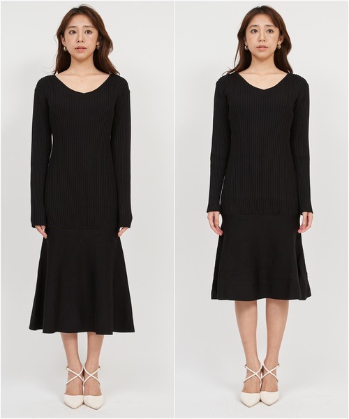 ROYAL PARTY(ロイヤルパーティー)の「Vネックマーメイドワンピース(ワンピース・レディース・パープル/ブラック・FREE/SHORT)」の5枚目の写真