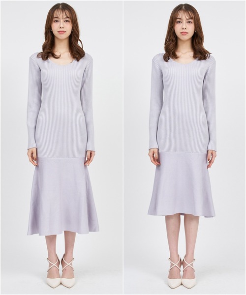 ROYAL PARTY(ロイヤルパーティー)の「Vネックマーメイドワンピース(ワンピース・レディース・パープル/ブラック・FREE/SHORT)」の4枚目の写真