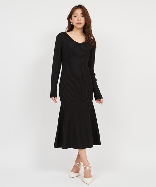 ROYAL PARTY(ロイヤルパーティー)の「Vネックマーメイドワンピース(ワンピース・レディース・パープル/ブラック・FREE/SHORT)」の9枚目の写真