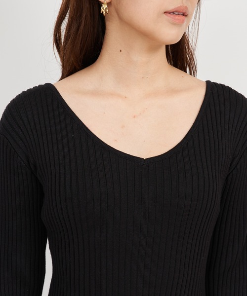 ROYAL PARTY(ロイヤルパーティー)の「Vネックマーメイドワンピース(ワンピース・レディース・パープル/ブラック・FREE/SHORT)」の6枚目の写真