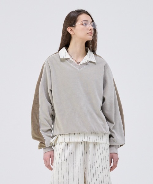 LOOSE V-NECK VELVET SWEAT/ルーズVネックベルベットスウェット
