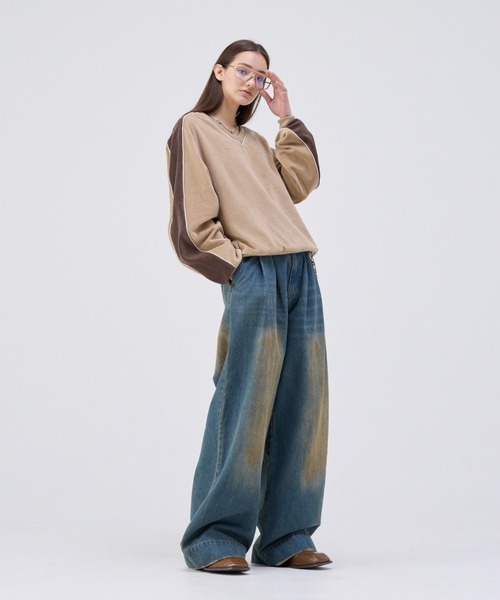 LOOSE V-NECK VELVET SWEAT/ルーズVネックベルベットスウェット
