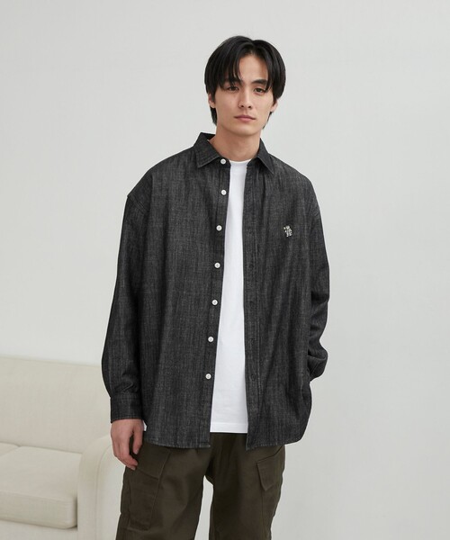 coen（コーエン）の「ワンポイントベア刺繍デニムシャツ（シャツ/ブラウス・メンズ・ブラック/ネイビー/コバルトブルー・M/L/XL）」の12枚目の写真