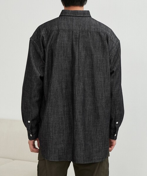 coen（コーエン）の「ワンポイントベア刺繍デニムシャツ（シャツ/ブラウス・メンズ・ブラック/ネイビー/コバルトブルー・M/L/XL）」の16枚目の写真