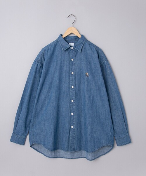 coen（コーエン）の「ワンポイントベア刺繍デニムシャツ（シャツ/ブラウス・メンズ・ブラック/ネイビー/コバルトブルー・M/L/XL）」の19枚目の写真