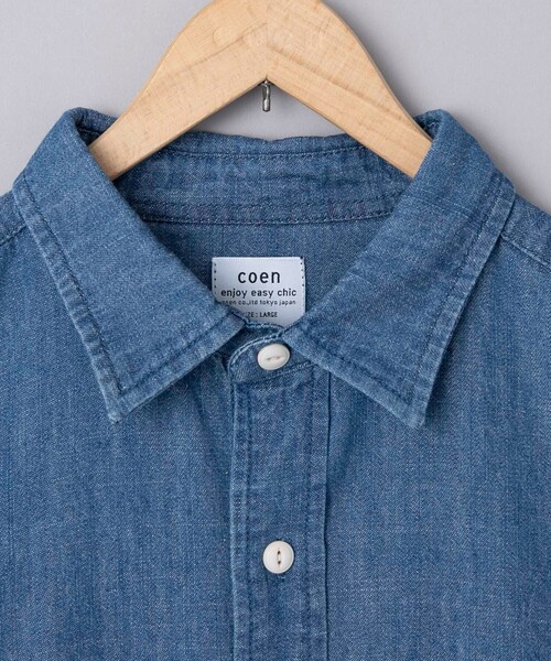 coen（コーエン）の「ワンポイントベア刺繍デニムシャツ（シャツ/ブラウス・メンズ・ブラック/ネイビー/コバルトブルー・M/L/XL）」の21枚目の写真