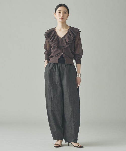 Curensology（カレンソロジー）の「Curensology(カレンソロジー)/ラッフルニットカーディガン（カーディガン/ボレロ・レディース・イエロー/ブラック/グレー/ブラウン・FREE）」の13枚目の写真