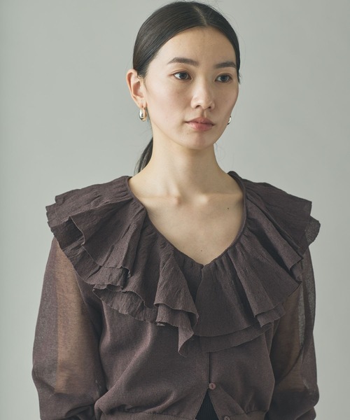 Curensology（カレンソロジー）の「Curensology(カレンソロジー)/ラッフルニットカーディガン（カーディガン/ボレロ・レディース・イエロー/ブラック/グレー/ブラウン・FREE）」の16枚目の写真