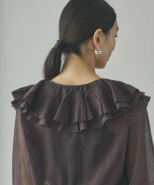 Curensology（カレンソロジー）の「Curensology(カレンソロジー)/ラッフルニットカーディガン（カーディガン/ボレロ・レディース・イエロー/ブラック/グレー/ブラウン・FREE）」の18枚目の写真