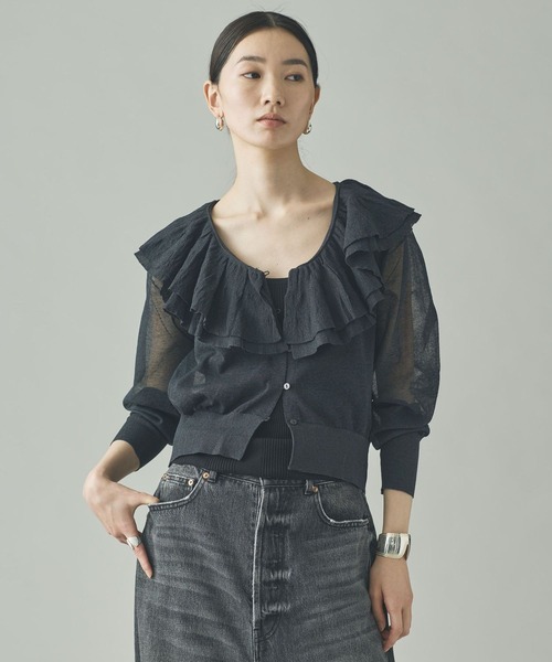 Curensology（カレンソロジー）の「Curensology(カレンソロジー)/ラッフルニットカーディガン（カーディガン/ボレロ・レディース・イエロー/ブラック/グレー/ブラウン・FREE）」の19枚目の写真