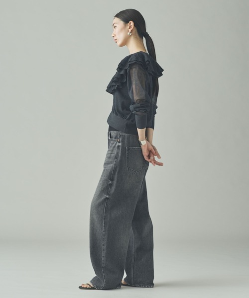 Curensology（カレンソロジー）の「Curensology(カレンソロジー)/ラッフルニットカーディガン（カーディガン/ボレロ・レディース・イエロー/ブラック/グレー/ブラウン・FREE）」の8枚目の写真