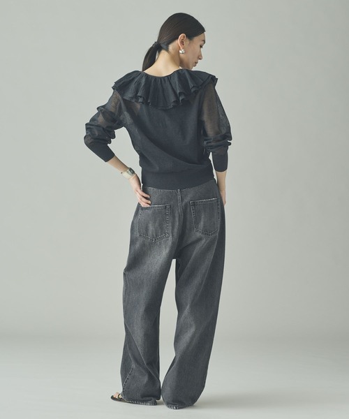 Curensology（カレンソロジー）の「Curensology(カレンソロジー)/ラッフルニットカーディガン（カーディガン/ボレロ・レディース・イエロー/ブラック/グレー/ブラウン・FREE）」の9枚目の写真