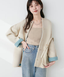 natural couture | 配色プレーティングポリニットカーデ(カーディガン/ボレロ)