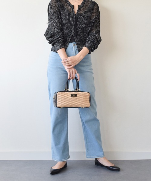 CHRISTIAN VILLA（クリスチャンヴィラ）の「【CHRISTIAN VILLA】チャーム付きラフィアコンビ横長バッグ(Q56437)（ハンドバッグ・レディース・ブラック系その他・ALL）」の5枚目の写真