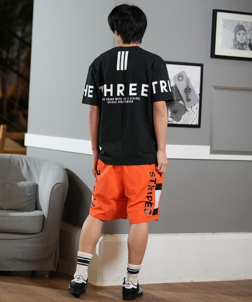 adidas ロゴ 3ストライプ Tシャツ＆ショーツ 上下セットアップ adidas/アディダス ショーツ スリーストライプ セットアップ対応