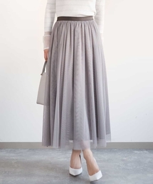 MK MICHEL KLEIN | シャイニーチュールシフォンスカート/洗える(スカート)