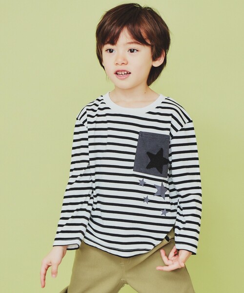 THE SHOP TK (ザ ショップ ティーケー )の「【110-150】星サガラポケット長袖Tシャツ/洗濯機OK(Tシャツ/カットソー・キッズ・ブラック系2/ネイビー系4/イエロー系その他6・11/12/15 /13/14)」の2枚目の写真