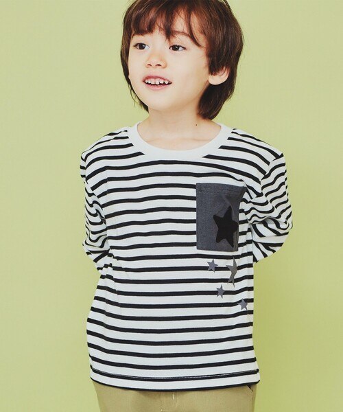 THE SHOP TK (ザ ショップ ティーケー )の「【110-150】星サガラポケット長袖Tシャツ/洗濯機OK(Tシャツ/カットソー・キッズ・ブラック系2/ネイビー系4/イエロー系その他6・11/12/15 /13/14)」の4枚目の写真