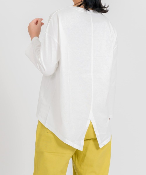 MARAI(マーライ)の「バックスリット コットンプルオーバー 長袖カットソー ベーシックトップス(Tシャツ/カットソー・レディース・イエロー/ライトパープル/ホワイト/ブラック・FREE)」の7枚目の写真