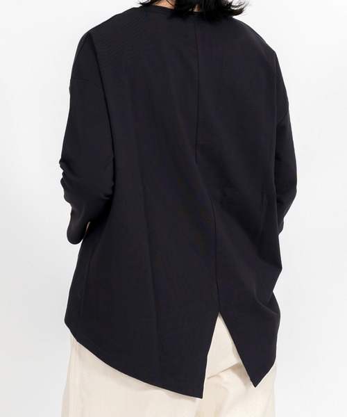 MARAI(マーライ)の「バックスリット コットンプルオーバー 長袖カットソー ベーシックトップス(Tシャツ/カットソー・レディース・イエロー/ライトパープル/ホワイト/ブラック・FREE)」の8枚目の写真