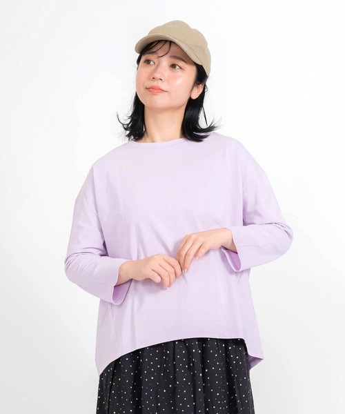 MARAI(マーライ)の「バックスリット コットンプルオーバー 長袖カットソー ベーシックトップス(Tシャツ/カットソー・レディース・イエロー/ライトパープル/ホワイト/ブラック・FREE)」の9枚目の写真