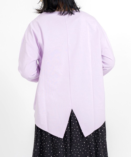 MARAI(マーライ)の「バックスリット コットンプルオーバー 長袖カットソー ベーシックトップス(Tシャツ/カットソー・レディース・イエロー/ライトパープル/ホワイト/ブラック・FREE)」の10枚目の写真