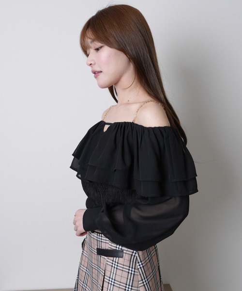 LIPSERVICE（リップサービス）の「ジュエルストラップオフショルブラウス（シャツ/ブラウス・レディース・イエロー/ホワイト/ブラック・FREE）」の19枚目の写真