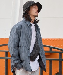 マルチファンクショナル ファンクショナルファブリック ビッグシルエット ドローコード Wポケットチェックシャツ【THE CRAFT CREW PRODUCTS】