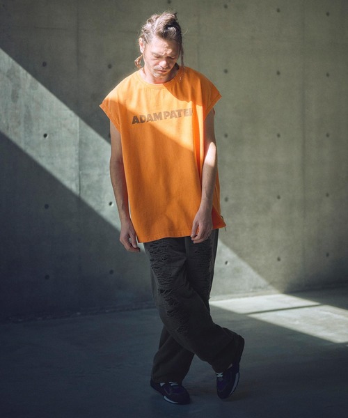 ADAM PATEK(アダムパテック)の「ADAMPATEK/pigment dyeing damage wide pants/ピグメント染ダメージワイドスウェットパンツ(スウェットパンツ・メンズ・ブラック・2/1)」の18枚目の写真