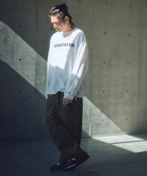 ADAM PATEK(アダムパテック)の「ADAMPATEK/pigment dyeing damage wide pants/ピグメント染ダメージワイドスウェットパンツ(スウェットパンツ・メンズ・ブラック・2/1)」の19枚目の写真