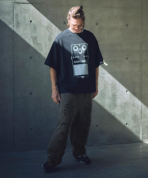 ADAM PATEK(アダムパテック)の「ADAMPATEK/pigment dyeing damage wide pants/ピグメント染ダメージワイドスウェットパンツ(スウェットパンツ・メンズ・ブラック・2/1)」の21枚目の写真