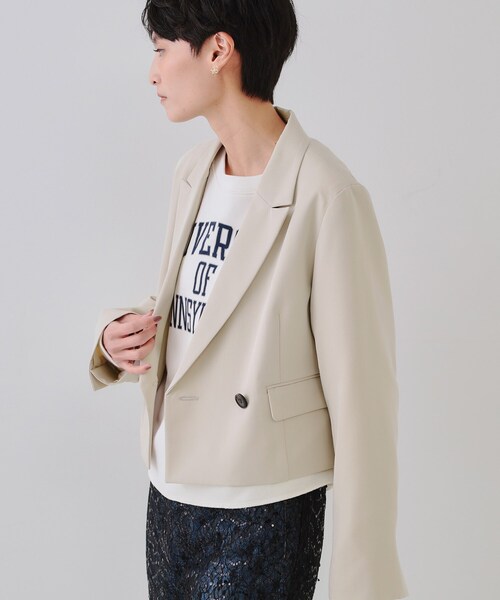 OPAQUE.CLIP(オペークドットクリップ)の「ショートテーラードジャケット【洗濯機洗い可】(テーラードジャケット・レディース・ネイビー/ベージュ・38/42/40)」の7枚目の写真