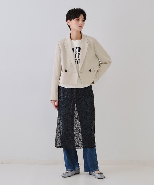 OPAQUE.CLIP(オペークドットクリップ)の「ショートテーラードジャケット【洗濯機洗い可】(テーラードジャケット・レディース・ネイビー/ベージュ・38/42/40)」の8枚目の写真