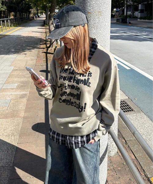 セール】シャツレイヤードロゴスウェット（スウェット