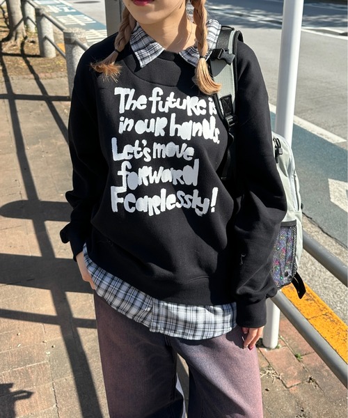sedacle（セダクル）の「シャツレイヤードロゴスウェット（スウェット・メンズ・グレー/ベージュ/ブラック・LARGE/MEDIUM/SMALL）」の4枚目の写真