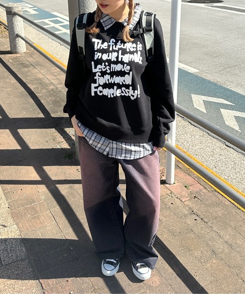 sedacle（セダクル）の「シャツレイヤードロゴスウェット（スウェット・メンズ・グレー/ベージュ/ブラック・LARGE/MEDIUM/SMALL）」の5枚目の写真