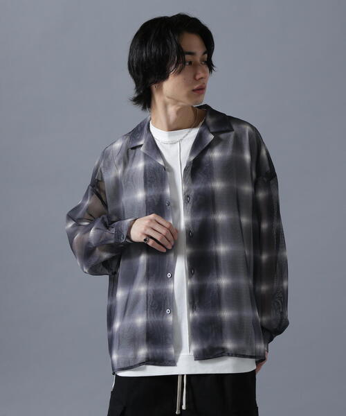 DANKE SCHON(ダンケシェーン)の「DankeSchon/ダンケシェーン/OMBRE CHECK MESH LONG SHIRTS(シャツ/ブラウス・メンズ・ブラウン/ブラック・M/L)」の4枚目の写真