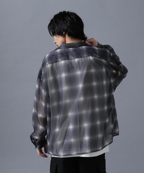 DANKE SCHON(ダンケシェーン)の「DankeSchon/ダンケシェーン/OMBRE CHECK MESH LONG SHIRTS(シャツ/ブラウス・メンズ・ブラウン/ブラック・M/L)」の5枚目の写真