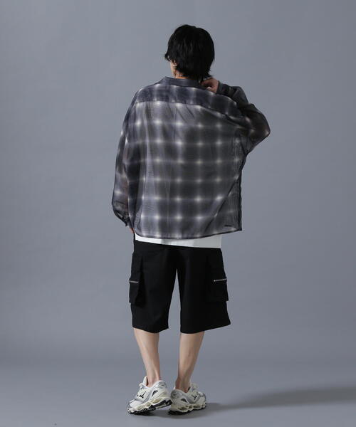 DANKE SCHON(ダンケシェーン)の「DankeSchon/ダンケシェーン/OMBRE CHECK MESH LONG SHIRTS(シャツ/ブラウス・メンズ・ブラウン/ブラック・M/L)」の7枚目の写真