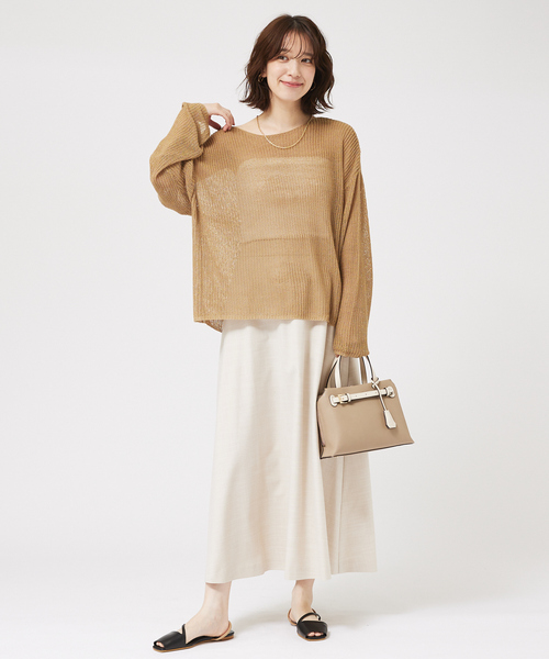 abahouse mavie（アバハウスマヴィ）の「リネンライクシアーニット/春服/夏服/メッシュ（ニット/セーター・レディース・アイボリー/グレー/グレイッシュブルー/ベージュ・フリー）」の16枚目の写真