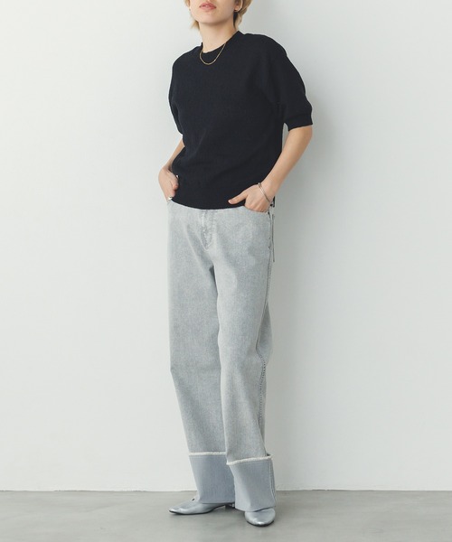 hunch（ハンチ）の「【WEB限定/別注】半袖 サマーニット（ニット/セーター・レディース・ブラック/クリーム/ダークベージュ/ライトグリーン・FREE）」の22枚目の写真