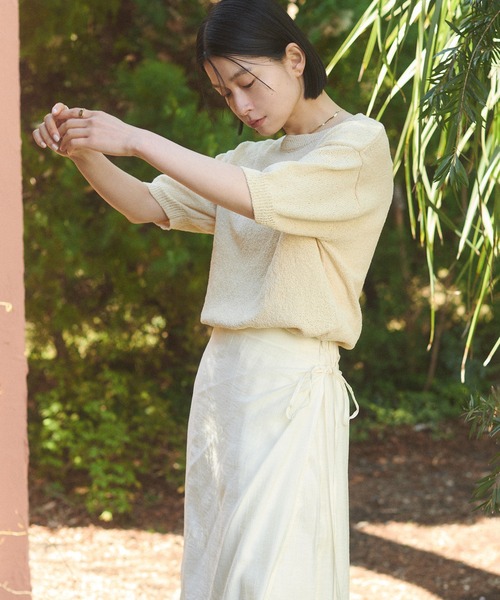 hunch（ハンチ）の「【WEB限定/別注】半袖 サマーニット（ニット/セーター・レディース・ブラック/クリーム/ダークベージュ/ライトグリーン・FREE）」の18枚目の写真